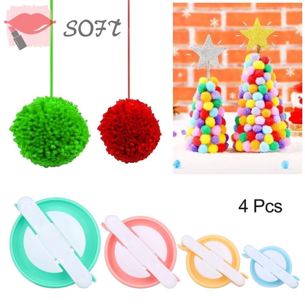 Bộ 4 Dụng Cụ Làm Quả Cầu Lông Xù Tròn Trang Trí Khăn Choàng Mũ DIY