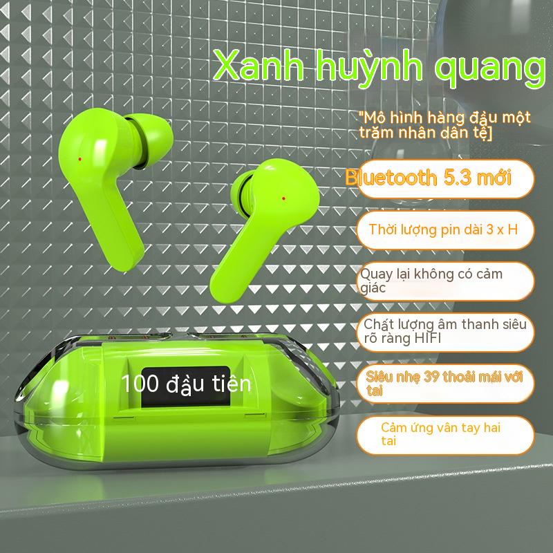 Tai nghe bluetooth không dây trong suốt YX09 Tai nghe không dây loa siêu trầm màn hình kỹ thuật số Macaron