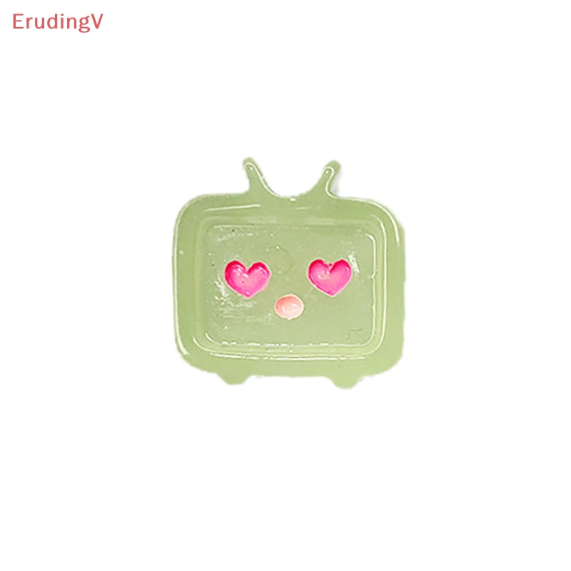 Bộ 5 Miếng Dán Hình TV Phát Sáng Kawaii Bằng Nhựa Resin Mặt Phẳng Có Biểu Tượng Cảm Xúc DIY