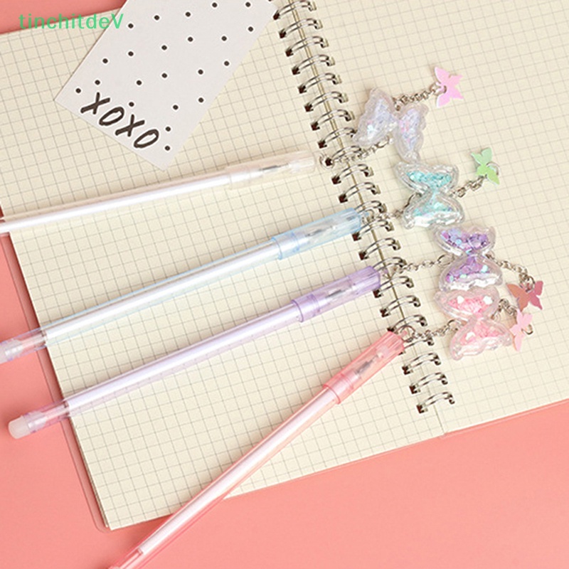 1 Bút Mực Gel Ngòi 0.5mm Đính Kim Sa Hình Bướm Sáng Tạo Màu Sắc Ngẫu Nhiên Dành Cho Học Sinh