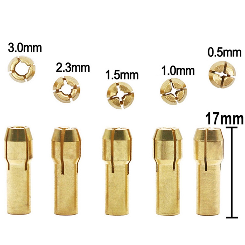 RIRIHI Bộ đầu kẹp mũi khoan 7 món 2.35-5.05mm bằng đồng thau