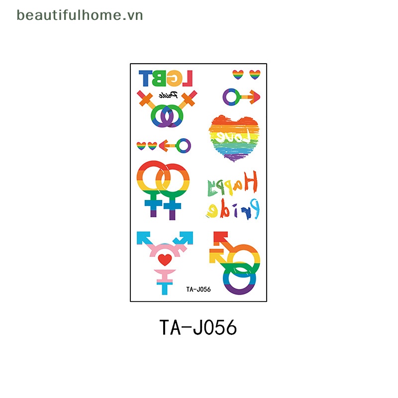 Miếng Dán Hình Xăm Tạm Thời Họa Tiết Rain Pride LGBT Chống Thấm Nước
