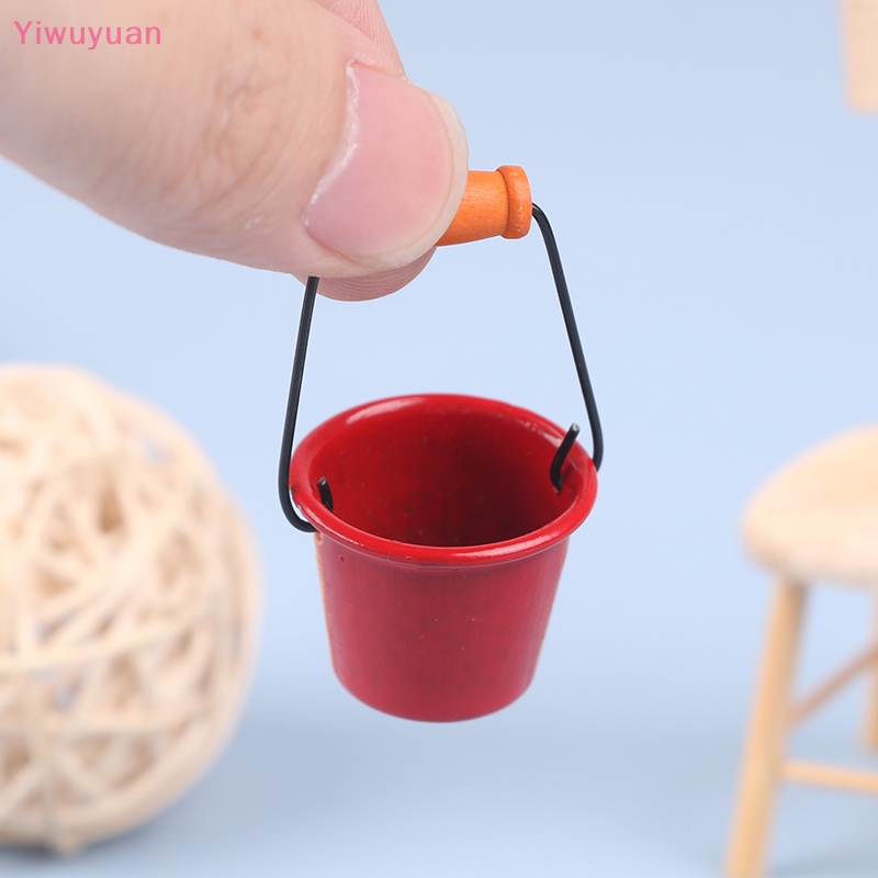< Yiwuyuan > Xô Nước Mini Màu Đỏ Nhỏ Gọn Phụ Kiện Nhà Búp Bê Mới