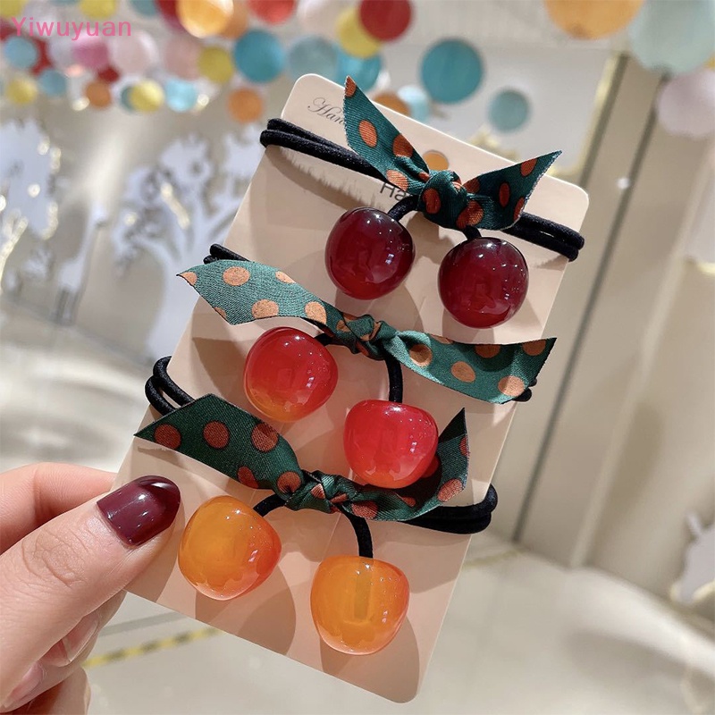 Dây Buộc Tóc Cao Su Co Giãn Hình Quả Cherry Phong Cách Hàn Quốc Mới