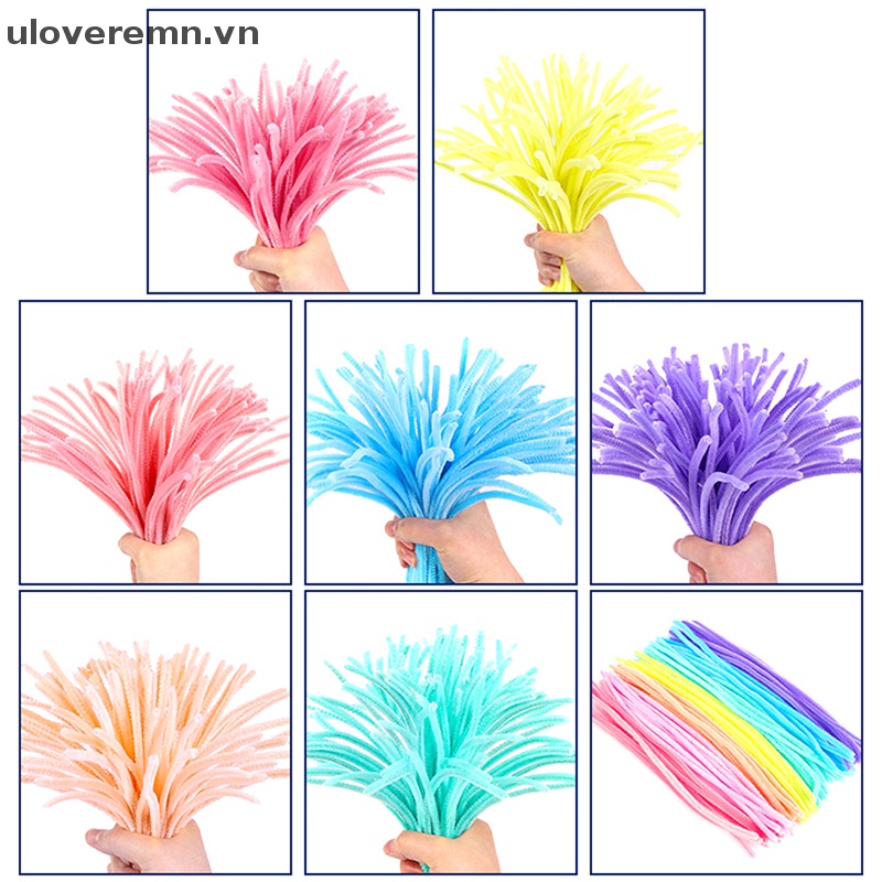 Set 100 Viên Sợi Chenille Làm Sạch Ống Nước Đầy Màu Sắc Thủ Công Cho Sinh Nhật