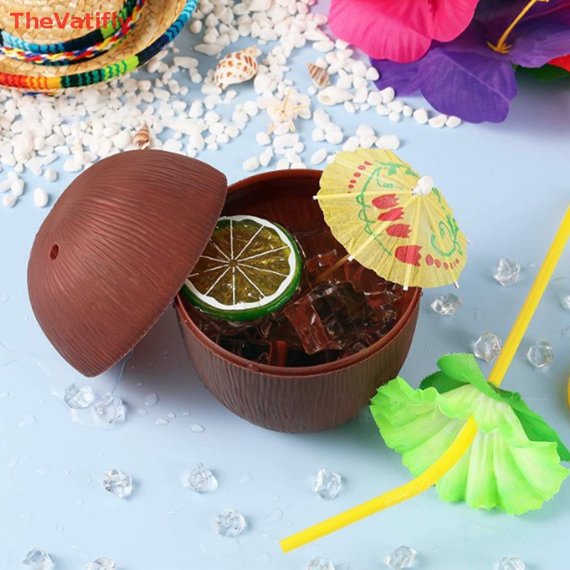 [Thevalifly] Cốc Uống Nước Trái Cây Dừa Có Ống Hút Mùa Hè Nóng Bỏng