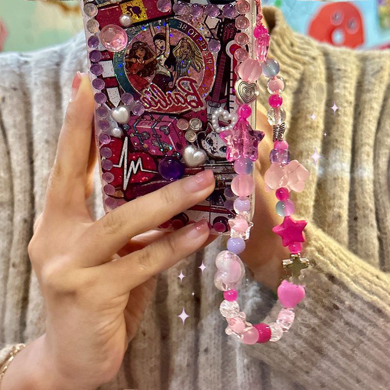 Dây Đeo Điện Thoại / Máy Ảnh CCD Phong Cách Thiên Văn Tự Làm Phối Hạt Cườm Màu Hoa Hồng