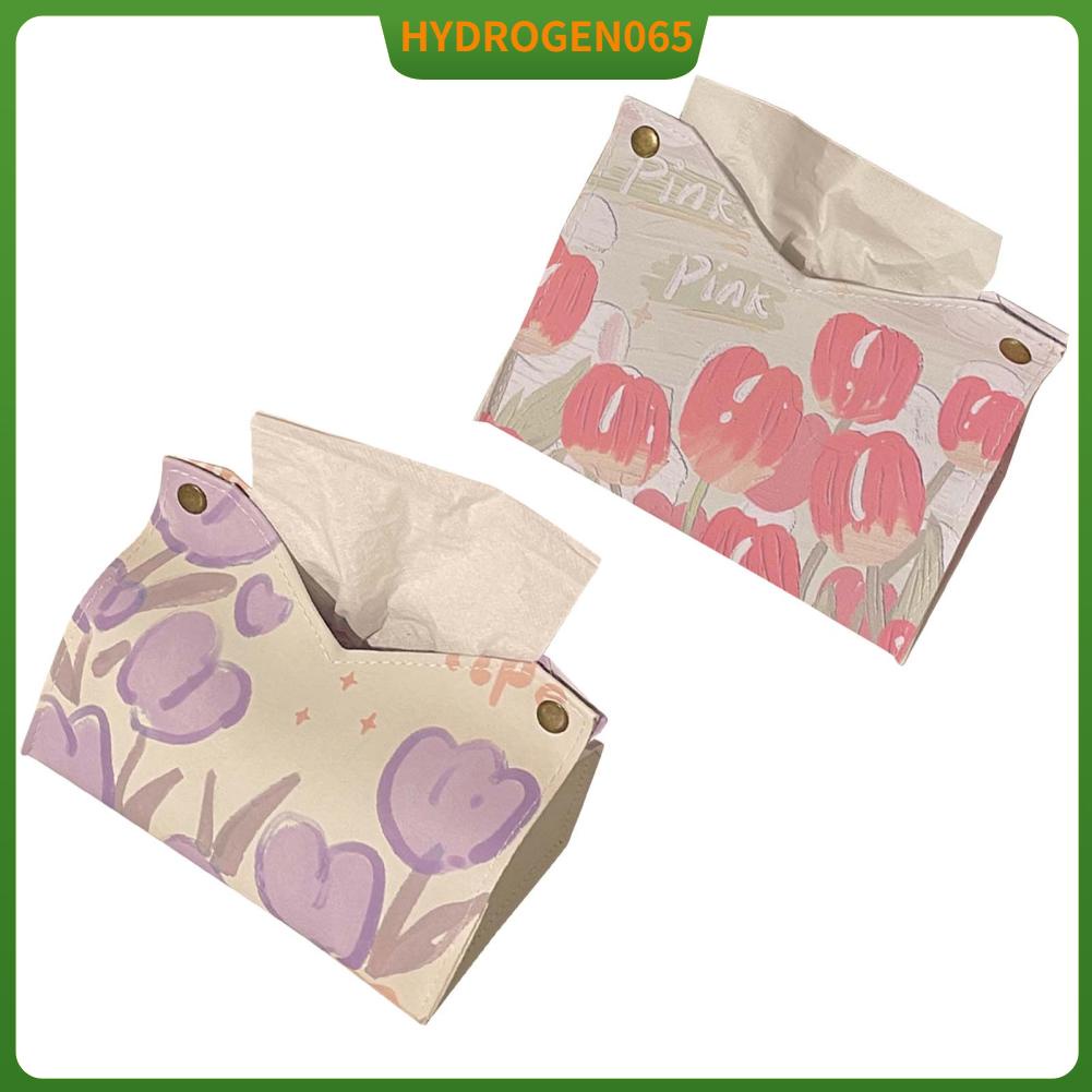 Hydrogen065 Hộp Giấy Bìa Lớn Da PU Dễ Thương Mặt Tay Dành Cho Phòng Ngủ Khách Xe Ô Tô