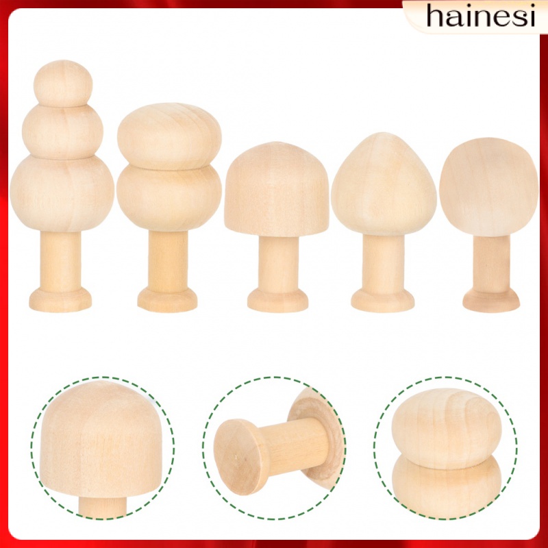 Set 10 Mô Hình Nấm Gỗ Không Sơn Độc Đáo Cho Bé