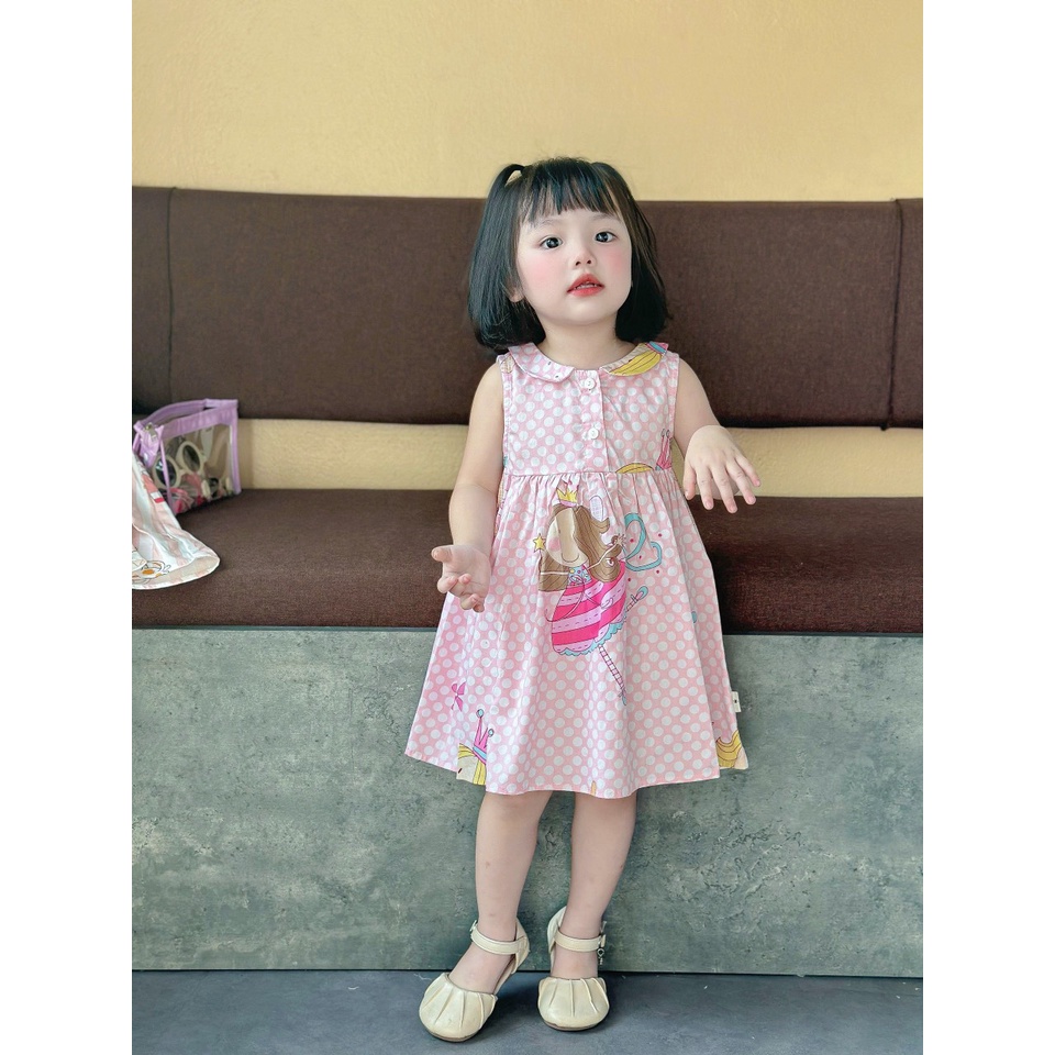 8-20kg Váy cổ sen sát nách cho bé gái họa tiết hoạt hình siêu xinh Mozikids mẫu mới 2023