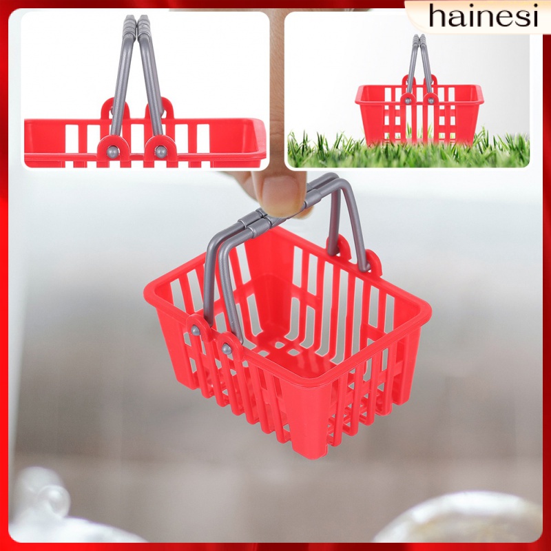 Kids Toy Shopping Cart Mini Basket Grocery Plastic Baskets Doll House Pretend Baby Child 12 Pcs