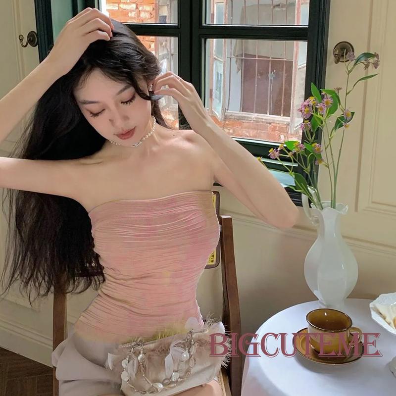 Áo Ống Cổ Thuyền Hở Lưng Màu Trơn Thời Trang Mùa Hè Dành Cho Nữ