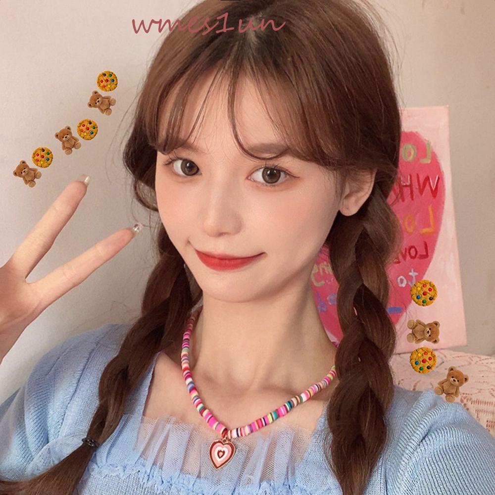 Vòng cổ Đất Sét Nhiều Màu Sắc WMES15H Y2K Bằng Hợp Kim Đơn Giản Phong Cách Hàn Quốc