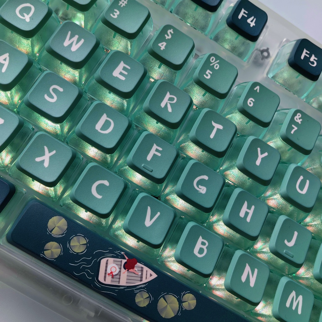 Set 118 Nút Bàn Phím Cơ Bằng Da PBT Trong Suốt In Hình Mèo Hồng Dễ Thương