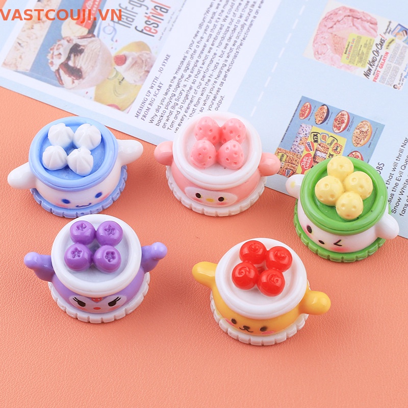 Bộ 2 Kẹp Tóc Hình Động Vật / Trái Cây / Bánh Kem 3D DIY Bằng Nhựa Resin Trang Trí Tủ Lạnh