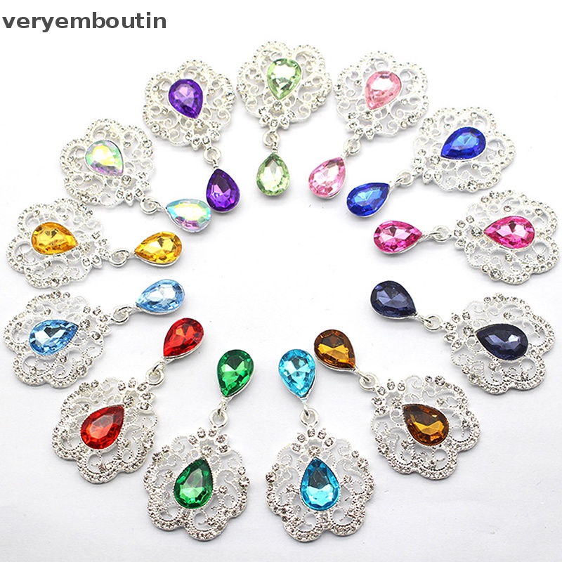 Mặt Dây Chuyền Hình Giọt Nước Bằng Hợp Kim Đính Đá Nhiều Màu Sắc Dùng Trang Trí Tóc DIY