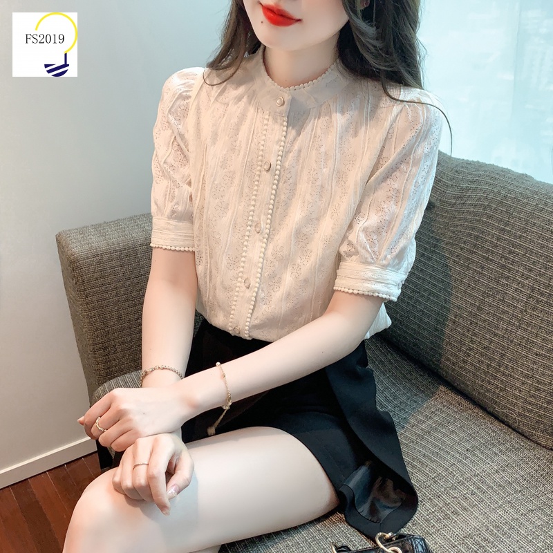 Áo Kiểu Tay Phồng Phối Ren Đơn Giản Thời Trang Mùa Hè 2023 Chất Lượng Cao Cho Nữ