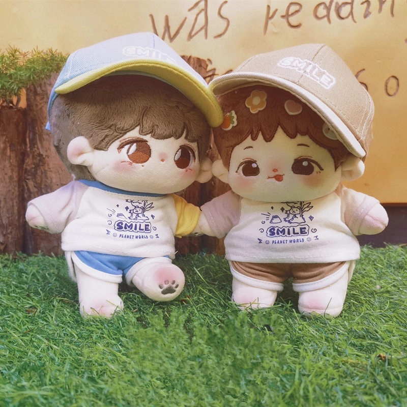 Bộ Đồ Chơi Búp Bê Hoạt Hình Bằng Cotton 20cm Kèm Nón Thời Trang Mùa Hè Xinh Xắn Cho Bé Gái