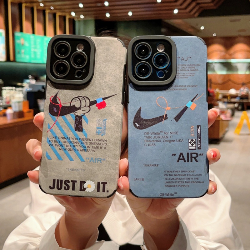 Ốp Điện Thoại Da Lộn Chống Trượt In Logo Nike Cho iPhone 14 13 12 11 Pro MAX XS MAX XR XS X 7 8 Plus SE