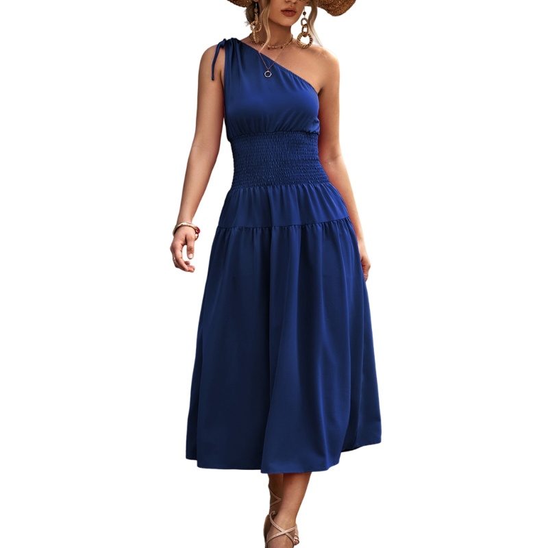 Xiangbao Đầm Không Tay Thắt Nút Sau Vai Phong Cách Boho-Maxi Mùa Hè Giản Dị Dành Cho Nữ