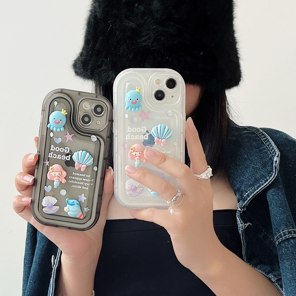 Ốp Điện Thoại Tpu Mềm Trong Suốt Chống Rơi Hình Mực Sáng Tạo Cho iPhone 14 Plus 13 12 11 Pro Max