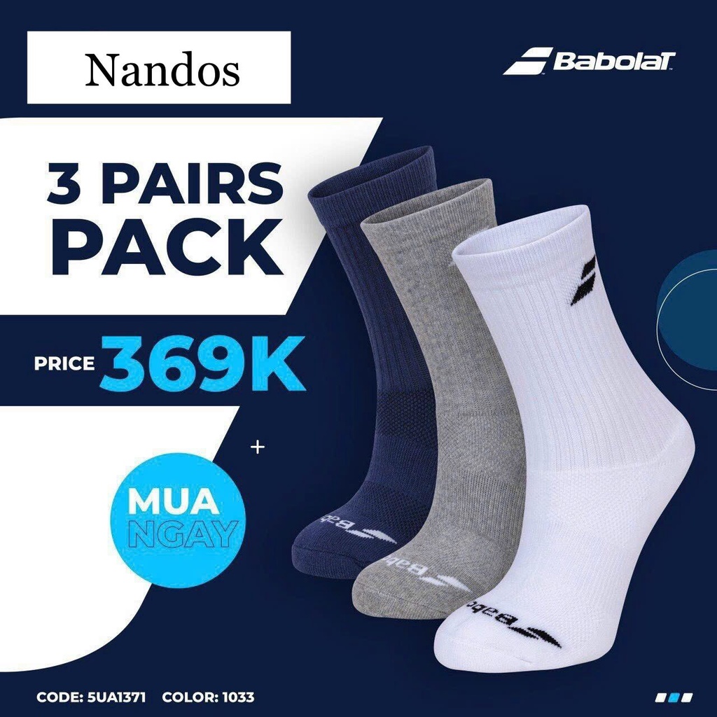 Vớ tennis chính hãng Babolat pack 3,pack 1