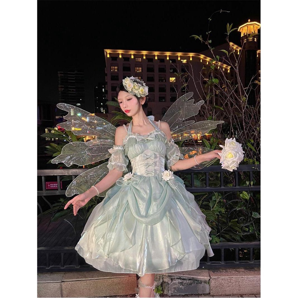 Đầm Công Chúa Họa Tiết Hoa Hồng Phong Cách lolita