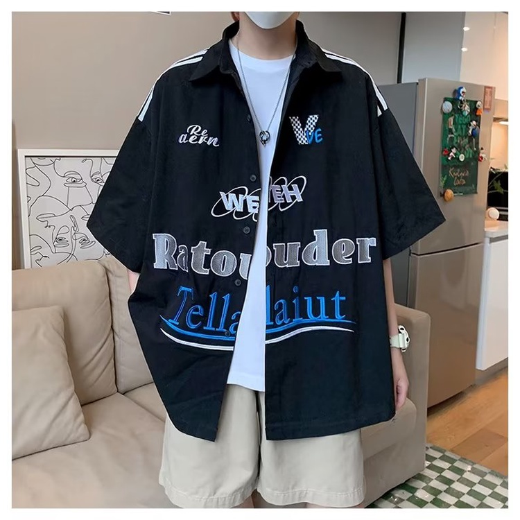 Áo Sơ Mi Ngắn Tay Oversize Dễ Phối Đồ Phong Cách Đường Phố Mới Cho Nam