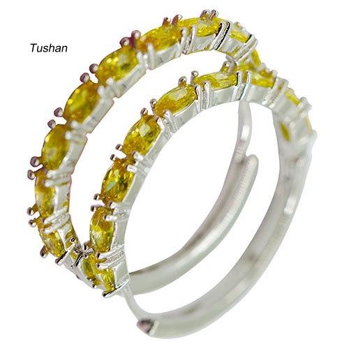 Khuyên Tai Kim Loại Khoen Tròn Đính Đá Thời Trang Cho Nữ