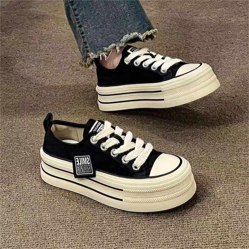 Giày Thể Thao Nữ Đế Dày Tăng Chiều Cao Mũi Tròn Size 35-43