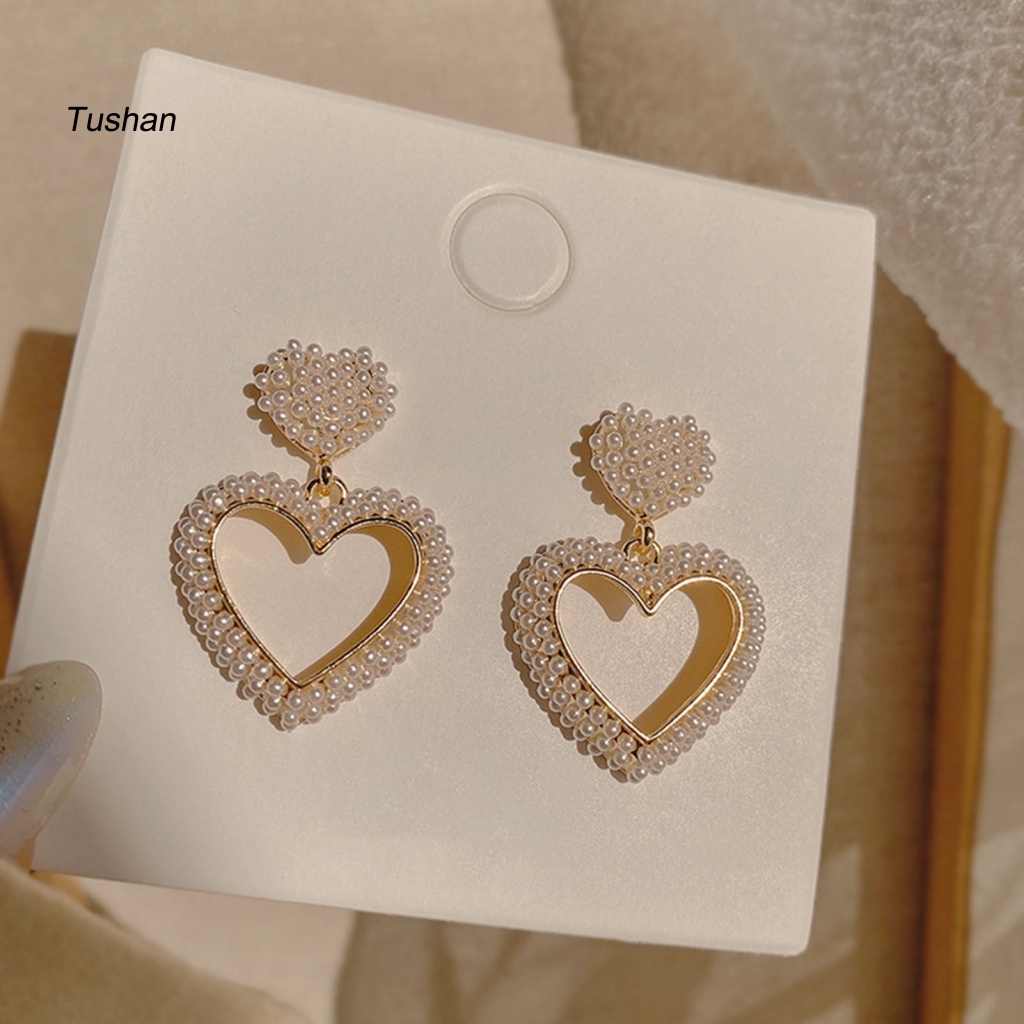 1 Đôi Bông Tai Hình Đám Mây / Trái Tim Đính Đá / Ngọc Trai Giả Thời Trang Dành Cho Nữ