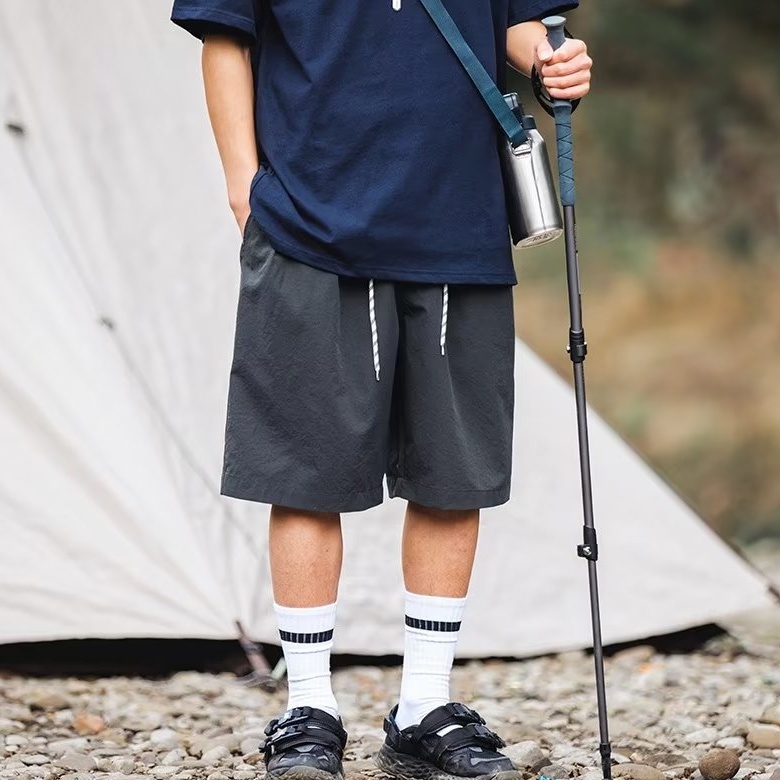 Quần Short Dây Rút Ống Rộng Họa Tiết Ca Rô Thời Trang Mùa Hè Dành Cho Nam