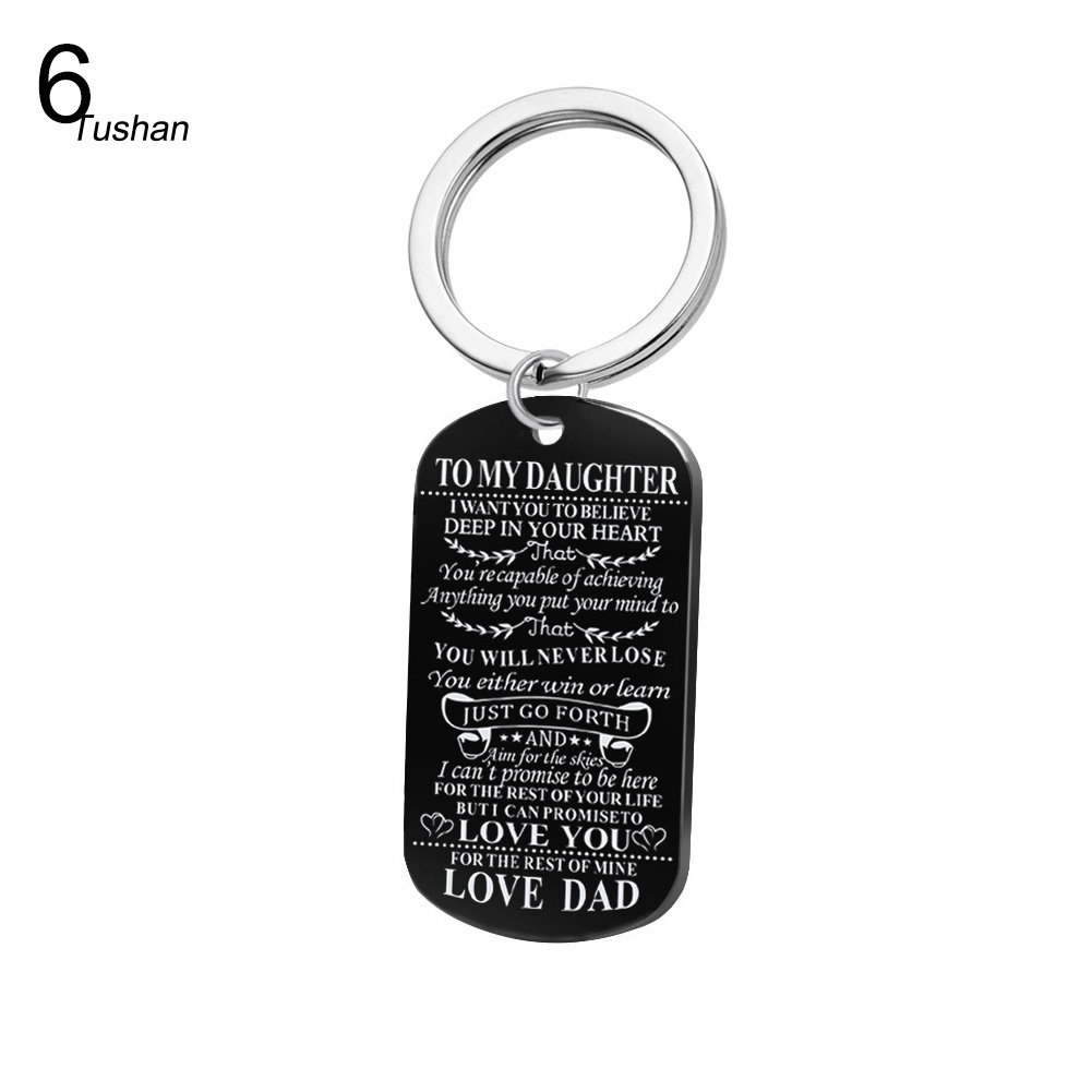 Vòng cổ Mặt Thẻ Khắc Chữ To My Daughter Dad Thời Trang Unisex