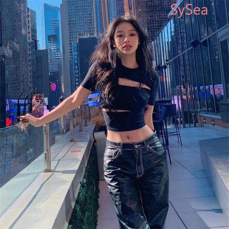 Áo Croptop Dáng Ôm Thiết Kế Đục Lỗ Thời Trang Quyến Rũ Cho Nữ