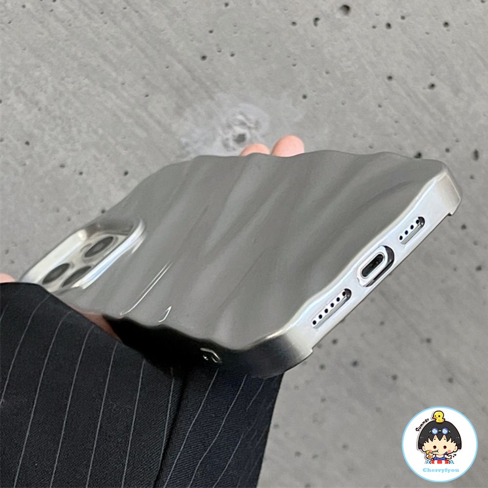 Ốp Điện Thoại TPU Mềm Chống Sốc Họa Tiết Gợn Sóng Màu Bạc Sang Trọng Cho IPhone 11 12 13 14 Pro Max X XS Max 7 8 6 Plus