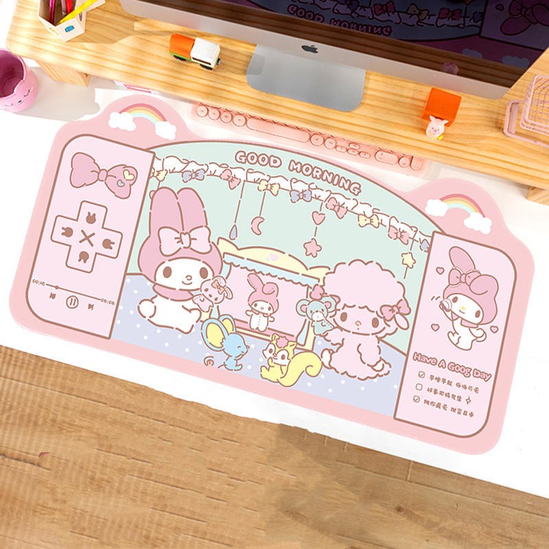 Đệm Lót Chuột Và Bàn Phím Máy Tính Hình Tai Mèo Dễ Thương Dày Dặn Chống Trượt Kích Thước 600 * 300MM / 800 * 400MM