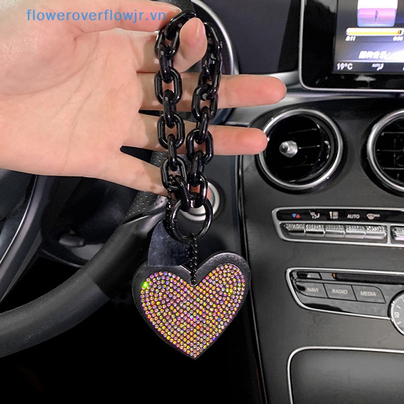 1 Móc Khóa Hình Trái Tim Đính Đá Phối Da Sợi Nhỏ Thời Trang Cho Nữ