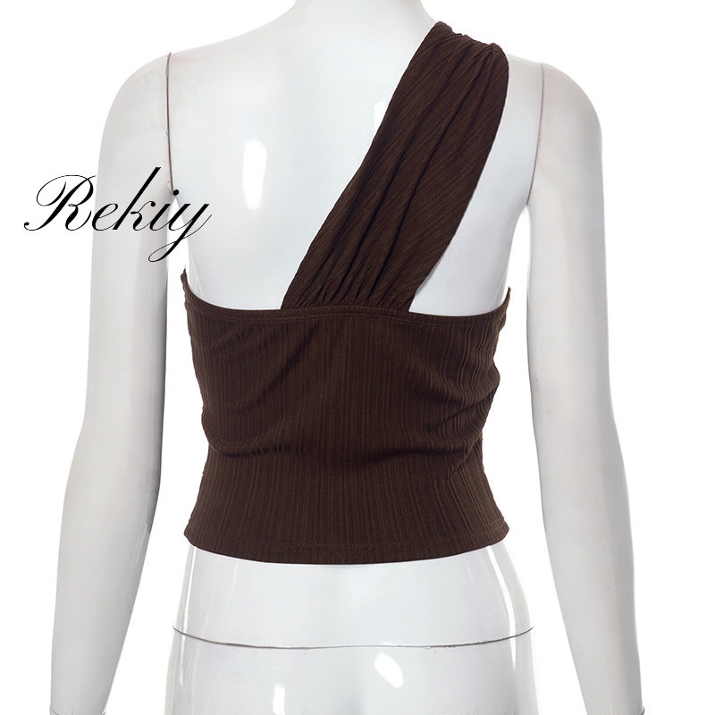 Áo Tank Top Hai Dây Lệch Vai Màu Trơn Thời Trang 2023