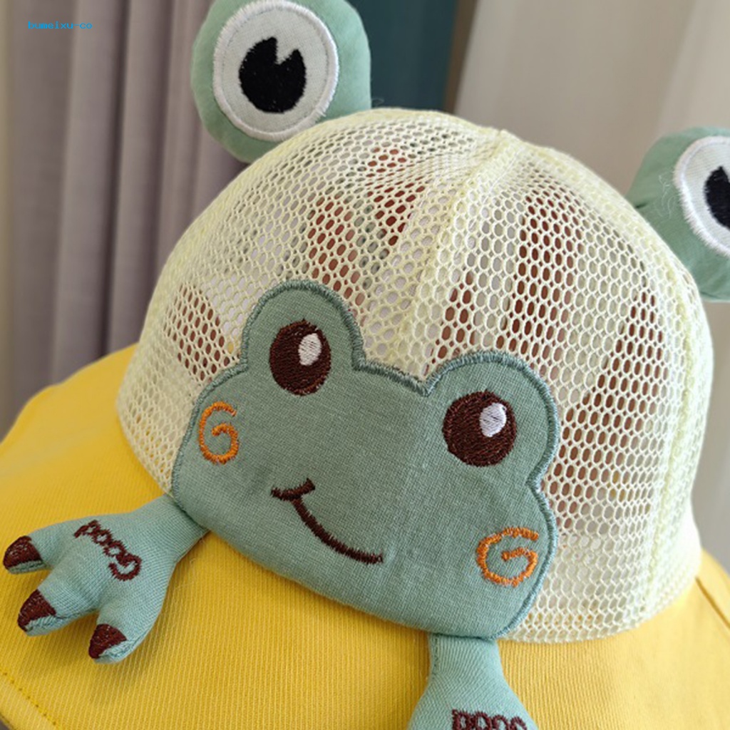Mũ Trùm Đầu Che Nắng Vải Mềm Hình Ếch Hoạt Hình Cho Bé