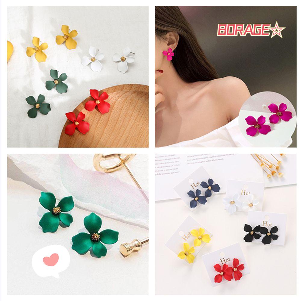 Khuyên Tai Dạng Móc Hình Cánh Hoa Phun Sơn Nhiều Màu Thời Trang Bohemia