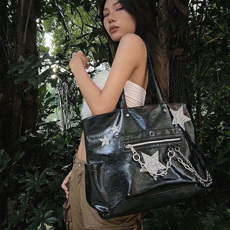 Túi Tote Đeo Vai Sức Chứa Lớn y2k Millennium Phong Cách Mới Cho Nữ Haobing boutiqu