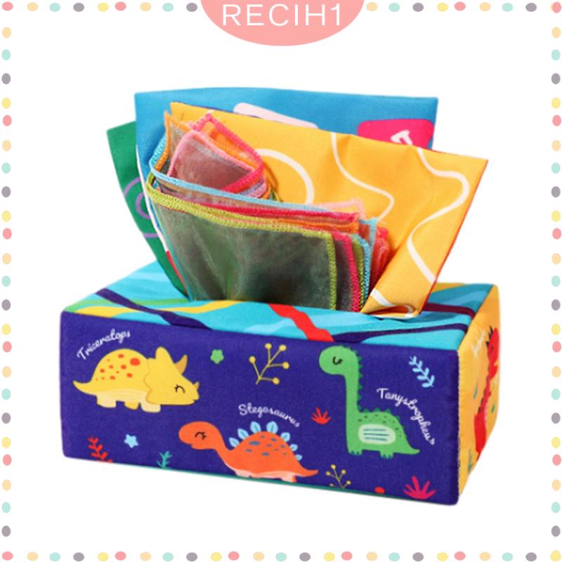 [Recih] Hộp Khăn Giấy Kéo Hoạt Động Phát Triển Kỹ Năng Động Cơ Tốt Hình Vuông Nhiều Màu Sắc Đồ Chơi Thoải Mái Cho Bé