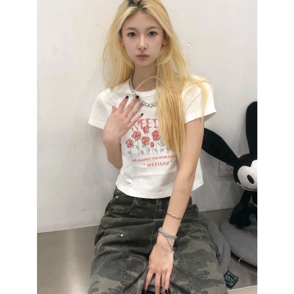 Y2k Áo Baby Tee Thun Croptop Nữ Tay Ngắn Hở Vai Dáng Ôm Thời Trang Mùa Hè Phong Cách Mới Cho Nữ