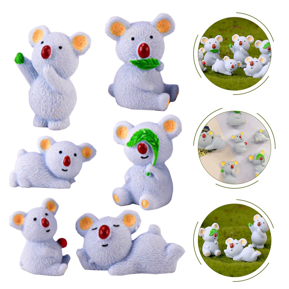 Set 6 Mô Hình Gấu Koala Bằng Nhựa Kích Thước 3.7X2.6CM Dùng Để Trang Trí