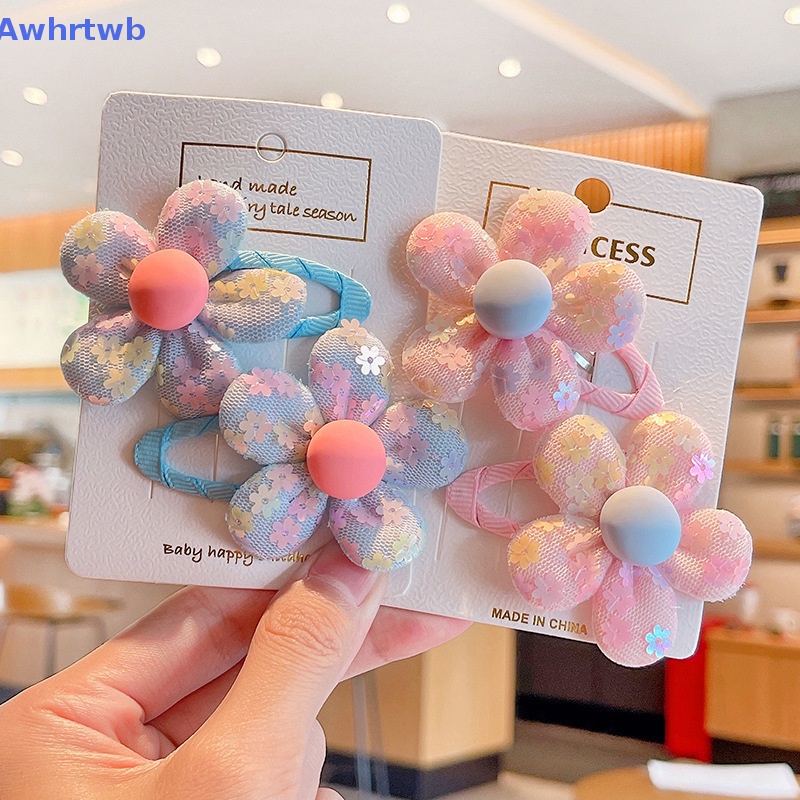 Set 2 Kẹp Tóc Hình Hoa Vải Xinh Xắn Cho Bé Gái Mới