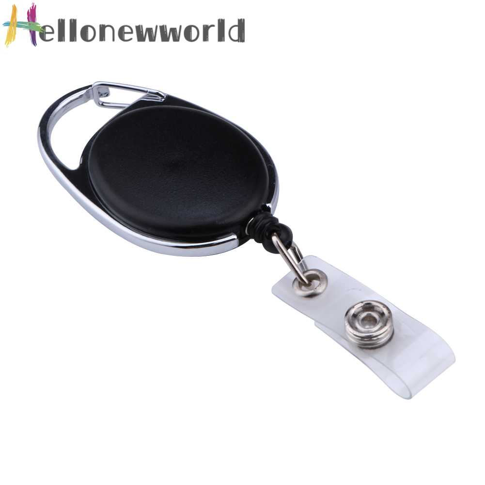 2 Móc Khóa Gắn Thẻ Tên ID Màu Đen Có Thể Thu Gọn