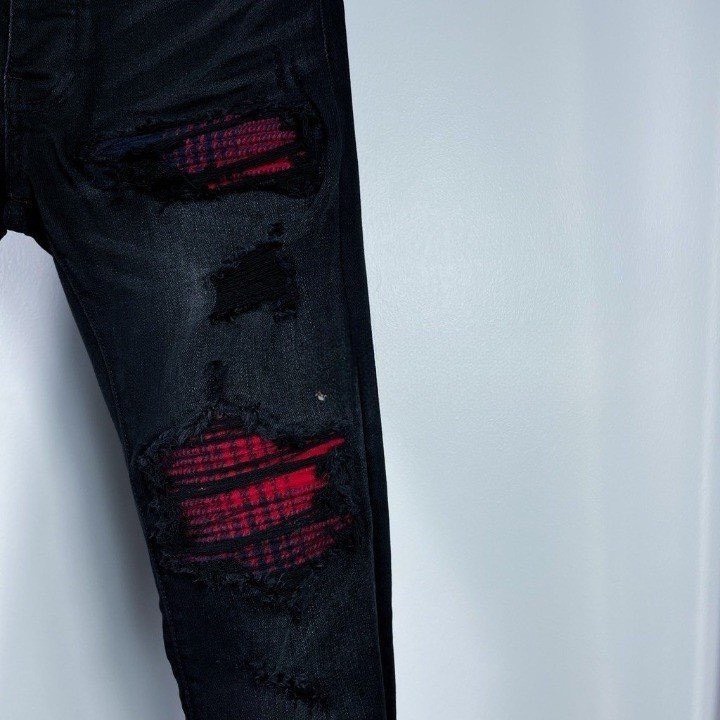 Quần jean nam AMIRI rách vá thêu mix vá đỏ dày đẹp chất lượng tốt như hình KN_LUXURY