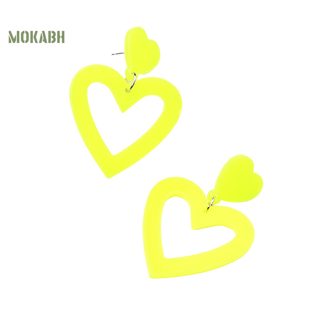 1 Đôi Bông Tai Hình Trái Tim Bằng Acrylic Không Gây Dị Ứng Nhiều Màu Sắc Dành Cho Nữ
