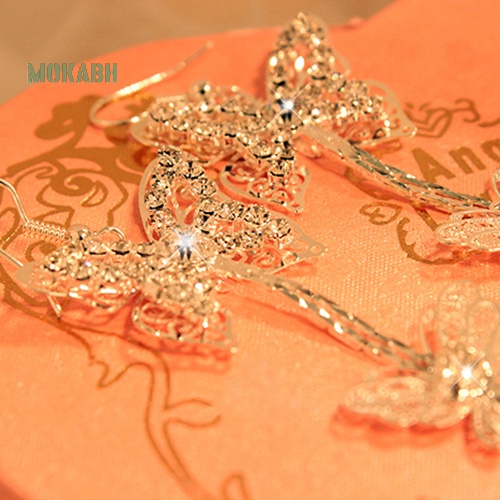 (Hot) Bông Tai HìNh BướM ĐíNh Đá Tua Rua Xinh XắN