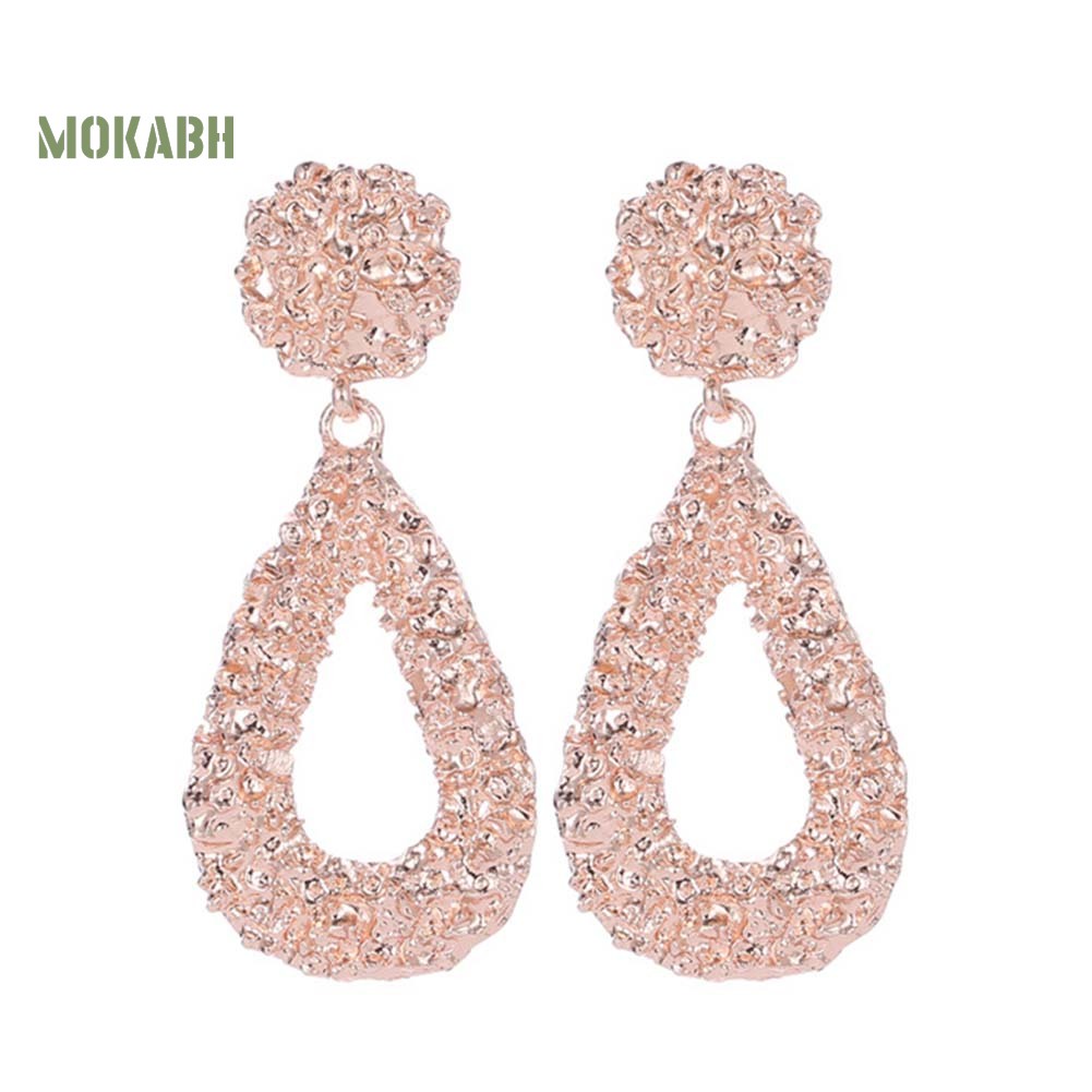 Bông Tai Hình Giọt Nước Dập Nổi Phong Cách Bohemia Thời Trang Cho Nữ